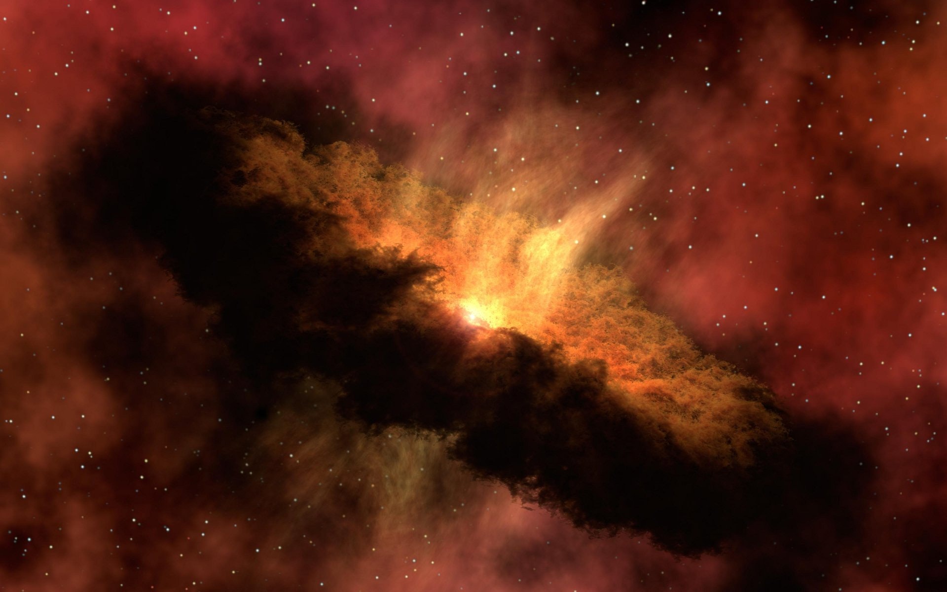 A glowing nebula in deep space